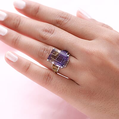 AAA Anahi Ametrine and Multi Gemstone Ring in Platinum Over Sterling Silver (Size 10.0) 13.75 ctw 