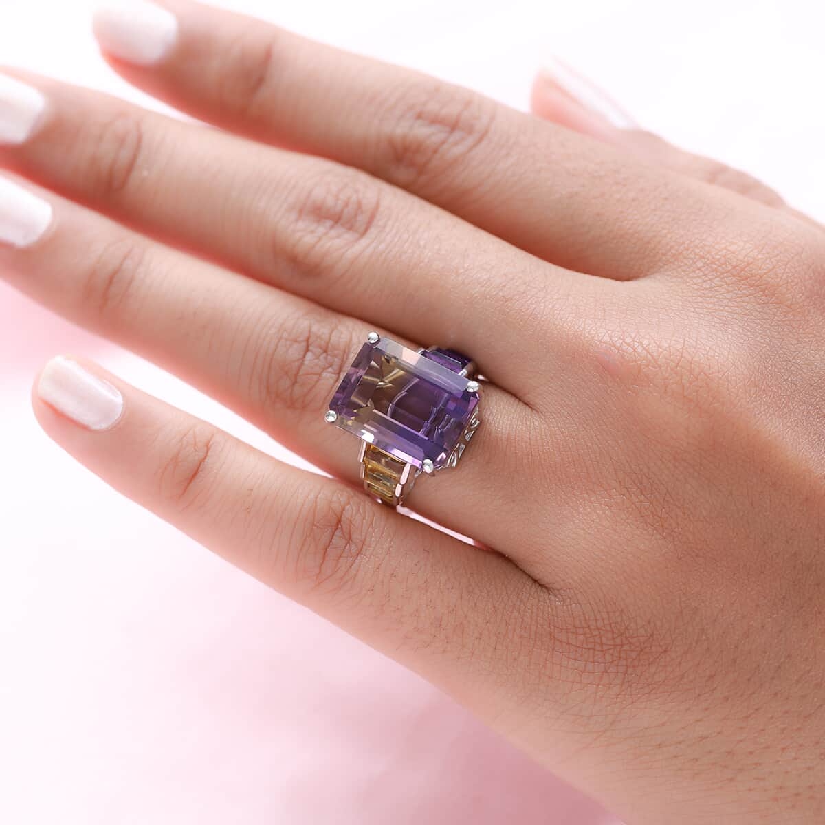 AAA Anahi Ametrine and Multi Gemstone Ring in Platinum Over Sterling Silver (Size 10.0) 13.75 ctw  image number 2