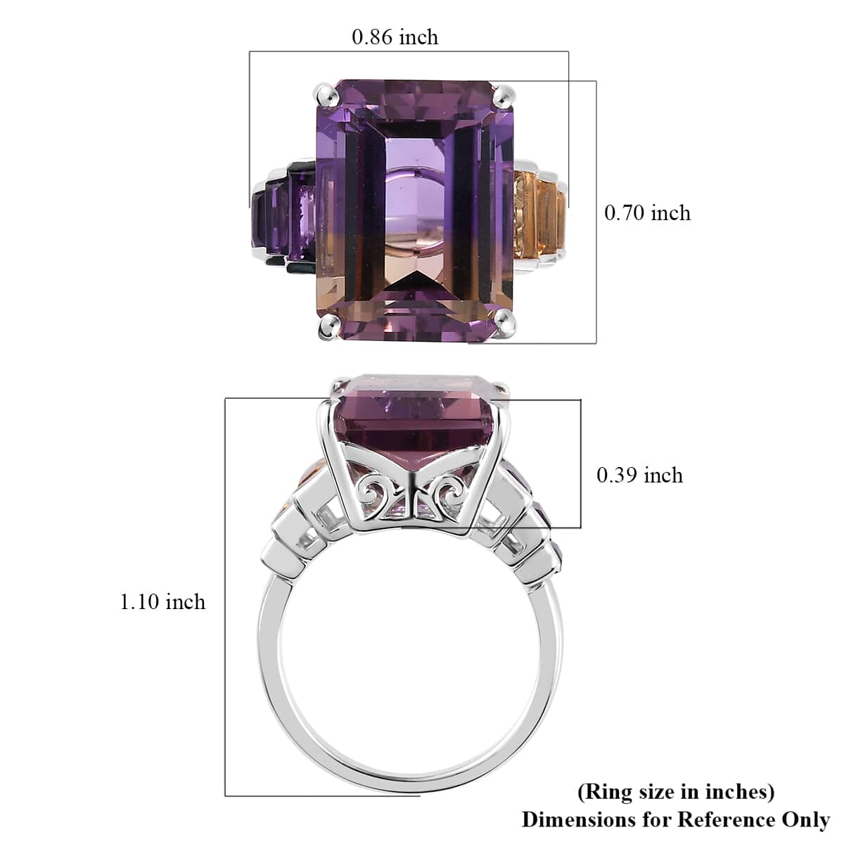 AAA Anahi Ametrine and Multi Gemstone Ring in Platinum Over Sterling Silver (Size 10.0) 13.75 ctw  image number 5