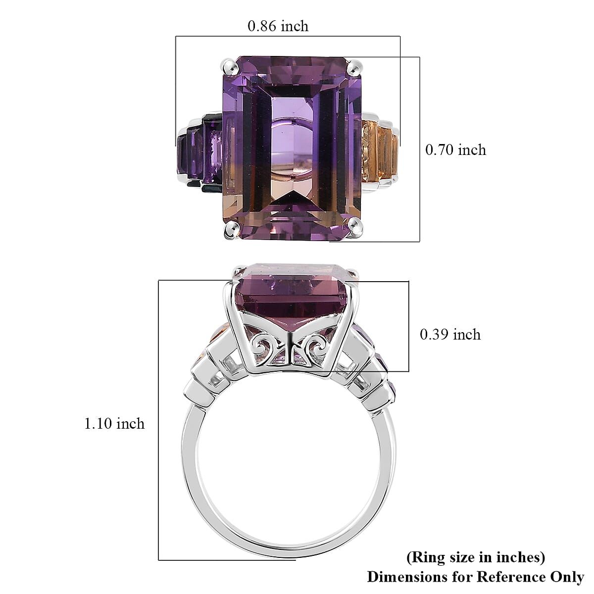 AAA Anahi Ametrine and Multi Gemstone Ring in Platinum Over Sterling Silver (Size 7.0) 13.75 ctw image number 5