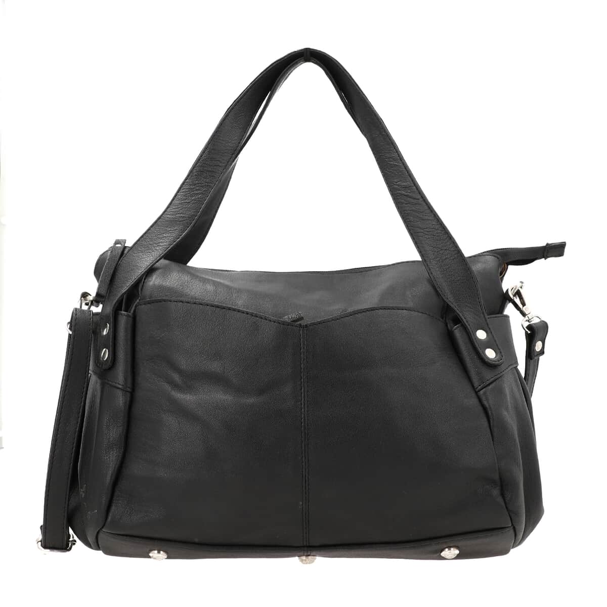 Black Genuine Leather RFID Bailey Bag (17x11x13) image number 0