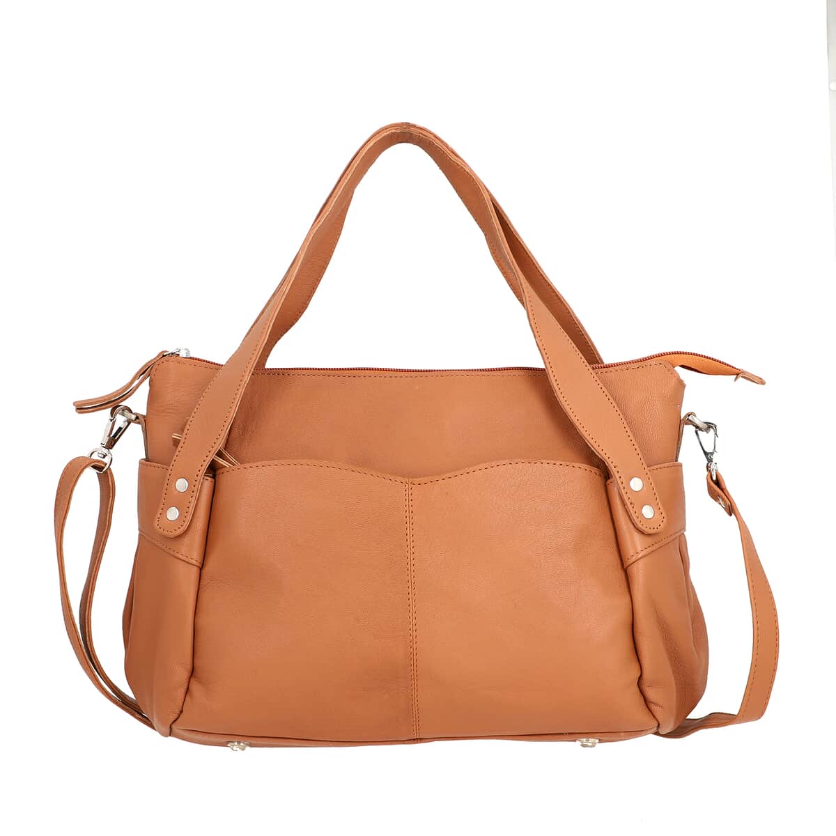 Tan Genuine Leather Bag, RFID Protected Bailey Bag, Leather Handbag For Women, RFID Blocking Bag image number 0