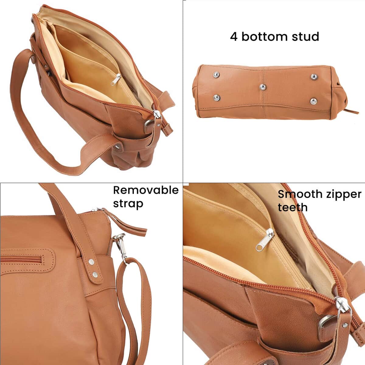 Tan Genuine Leather Bag, RFID Protected Bailey Bag, Leather Handbag For Women, RFID Blocking Bag image number 6