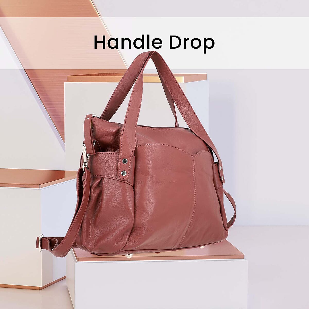 Burgundy Genuine Leather Bag ,RFID Protected Bailey Bag , Leather Handbag For Women , RFID Blocking Bag image number 3