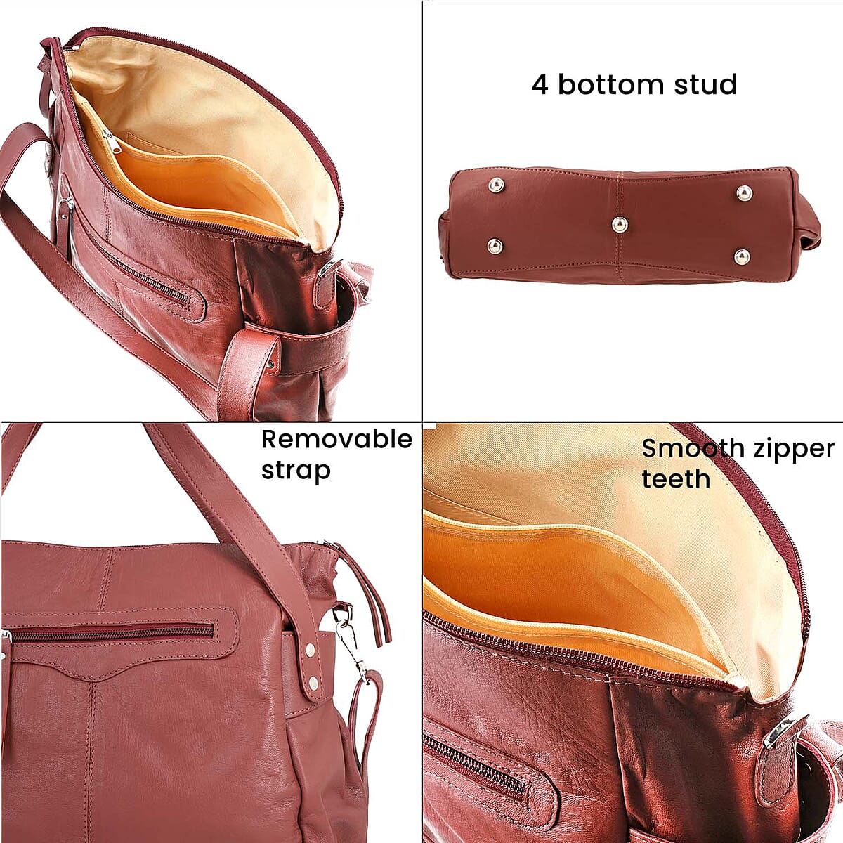 Burgundy Genuine Leather Bag ,RFID Protected Bailey Bag , Leather Handbag For Women , RFID Blocking Bag image number 6