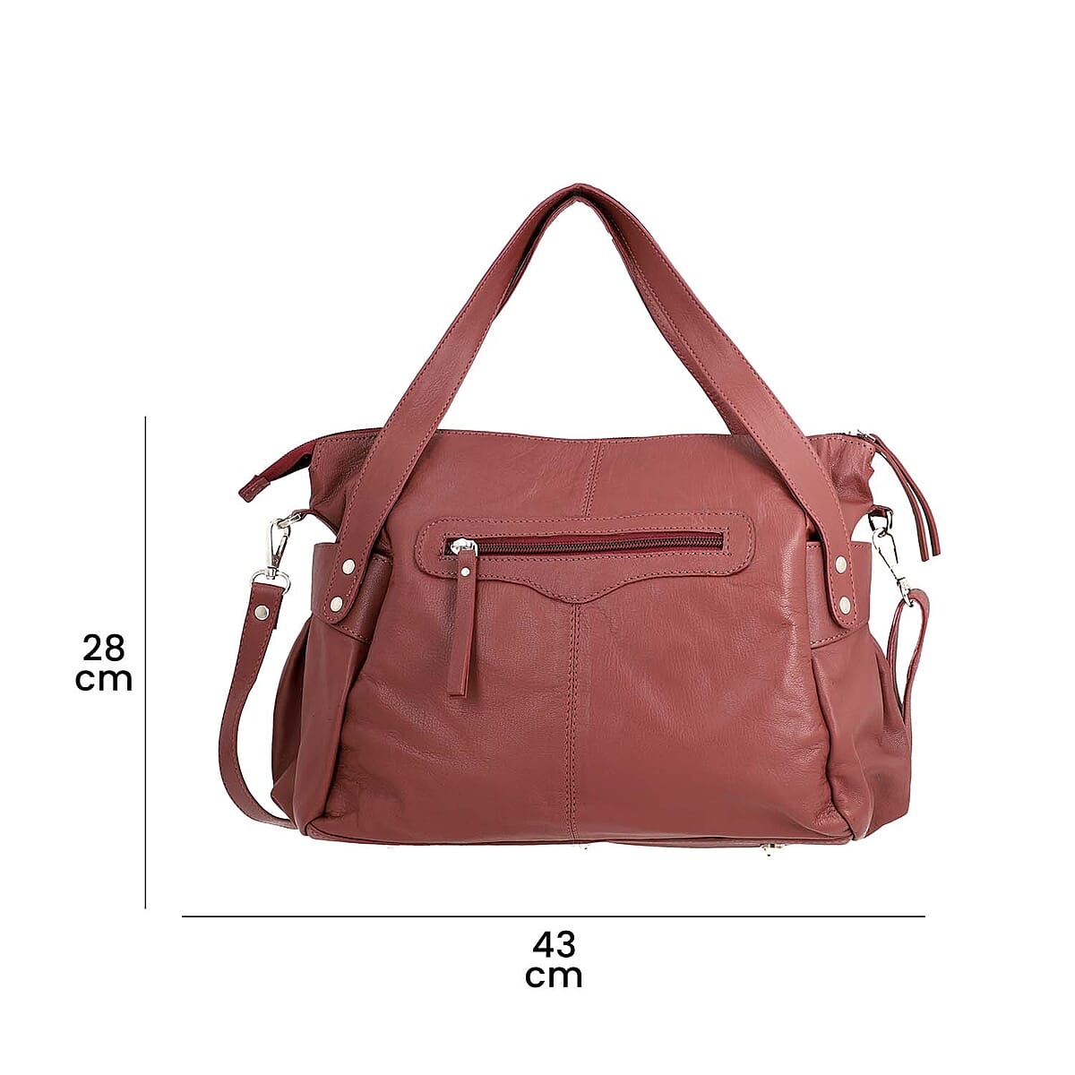 Burgundy Genuine Leather Bag ,RFID Protected Bailey Bag , Leather Handbag For Women , RFID Blocking Bag image number 7