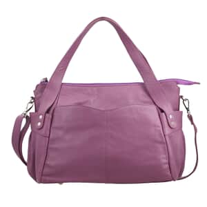 Purple Genuine Leather Bag, RFID Protected Bailey Bag, Leather Handbag For Women, RFID Blocking Bag