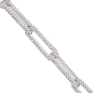 Austrian Crystal Paper Clip Chain Necklace in Silvertone 20-22 Inches
