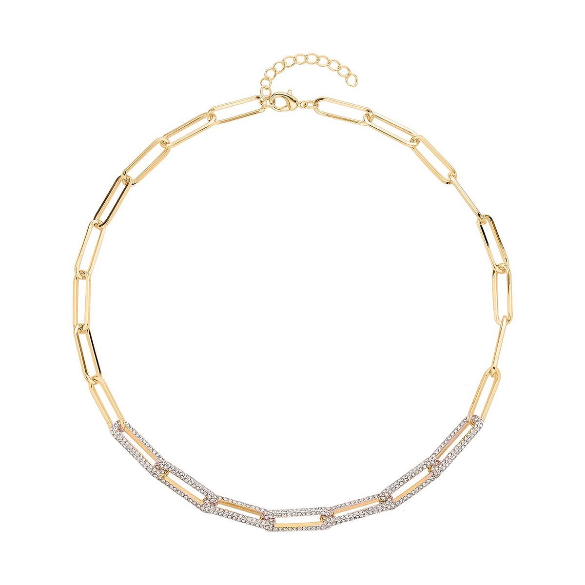 Austrian Crystal Paper Clip Chain Necklace in Goldtone 20-22 Inches image number 0