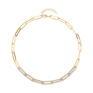 Austrian Crystal Paper Clip Chain Necklace in Goldtone 20-22 Inches