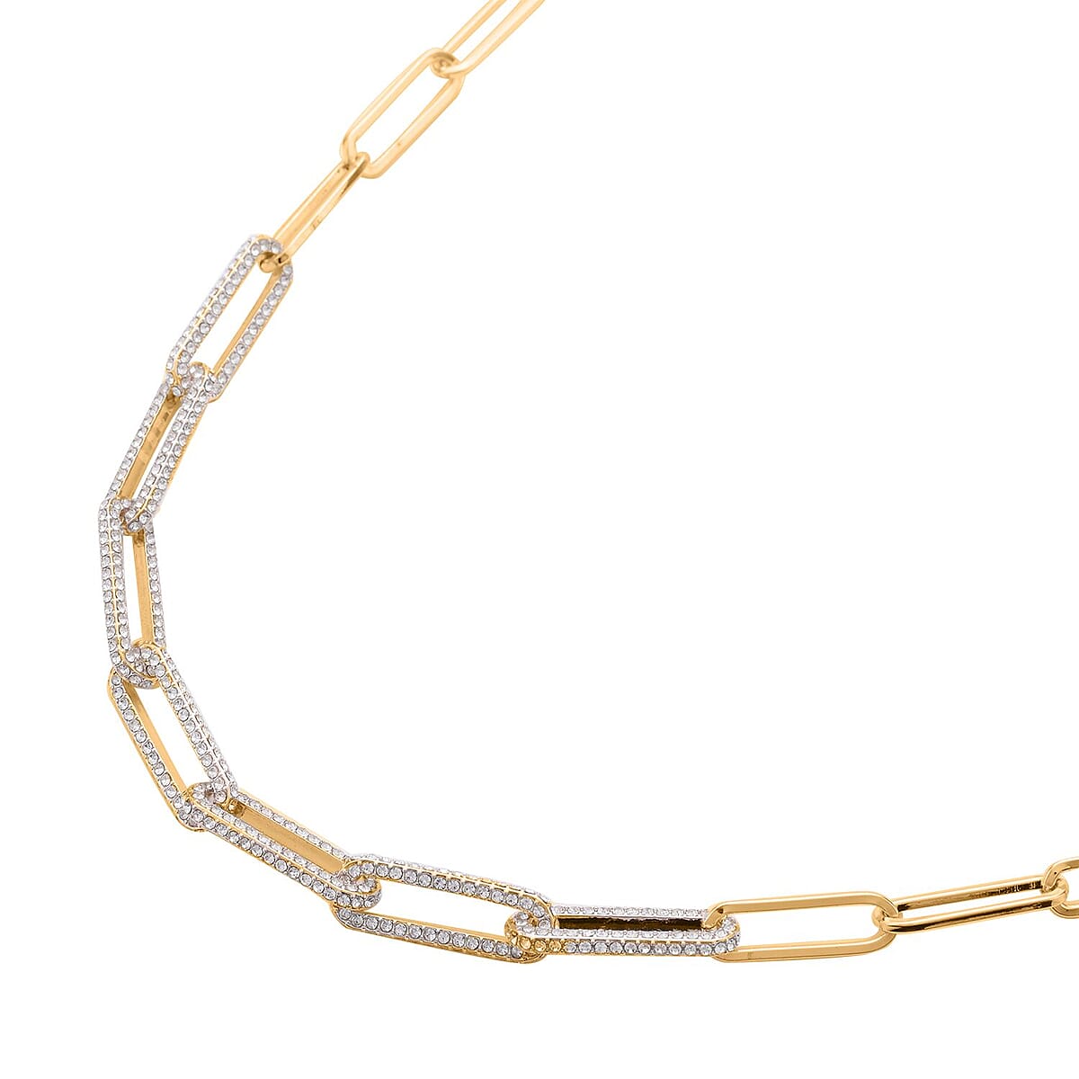 Austrian Crystal Paper Clip Chain Necklace in Goldtone 20-22 Inches image number 2