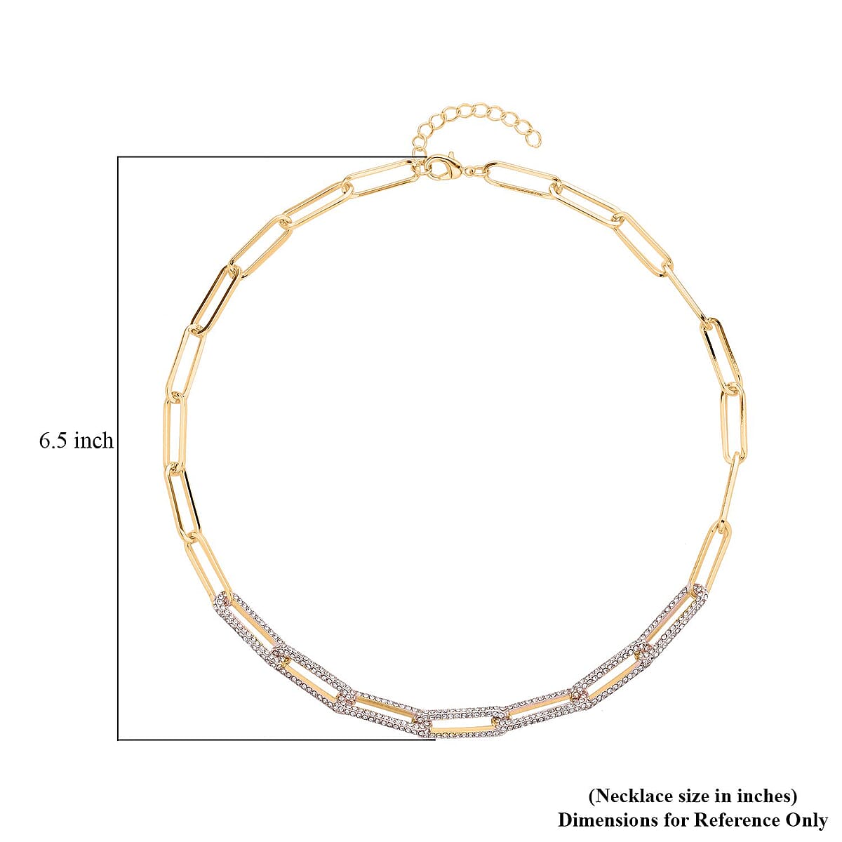 Austrian Crystal Paper Clip Chain Necklace in Goldtone 20-22 Inches image number 4