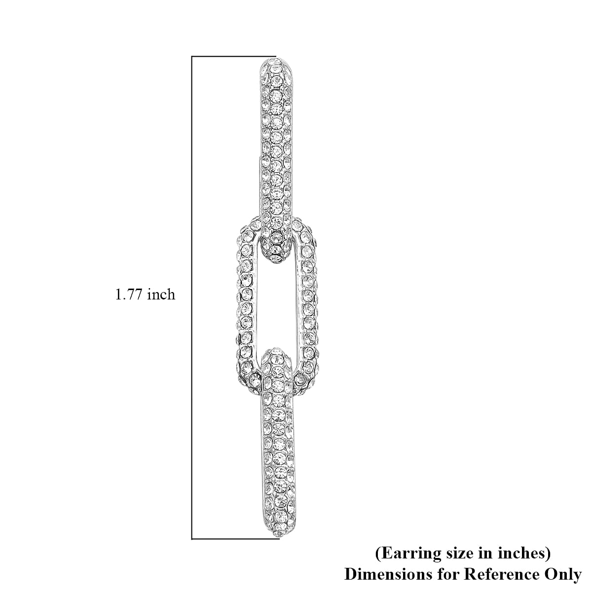 Austrian Crystal Paper Clip Link Earrings in Silvertone image number 4