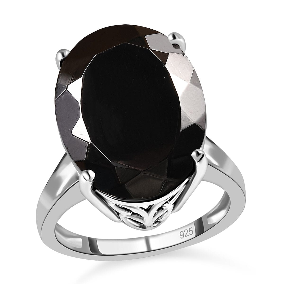 Elite Shungite 9.44 ctw Ring in Platinum Over Sterling Silver (Size 10)