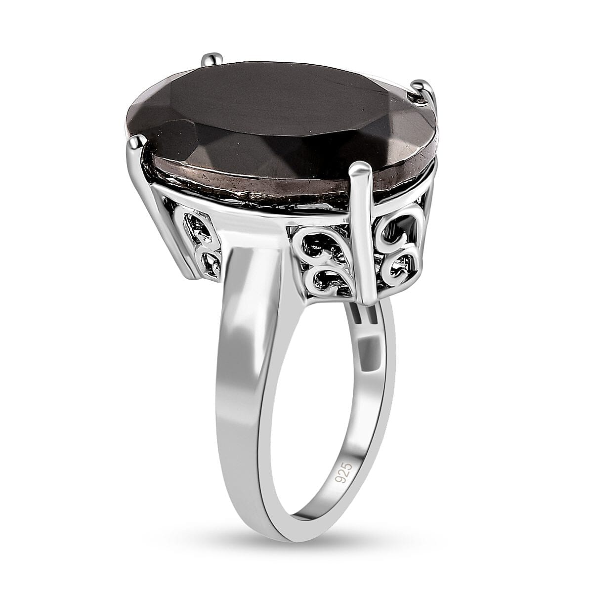 Elite Shungite 9.44 ctw Ring in Platinum Over Sterling Silver (Size 10)