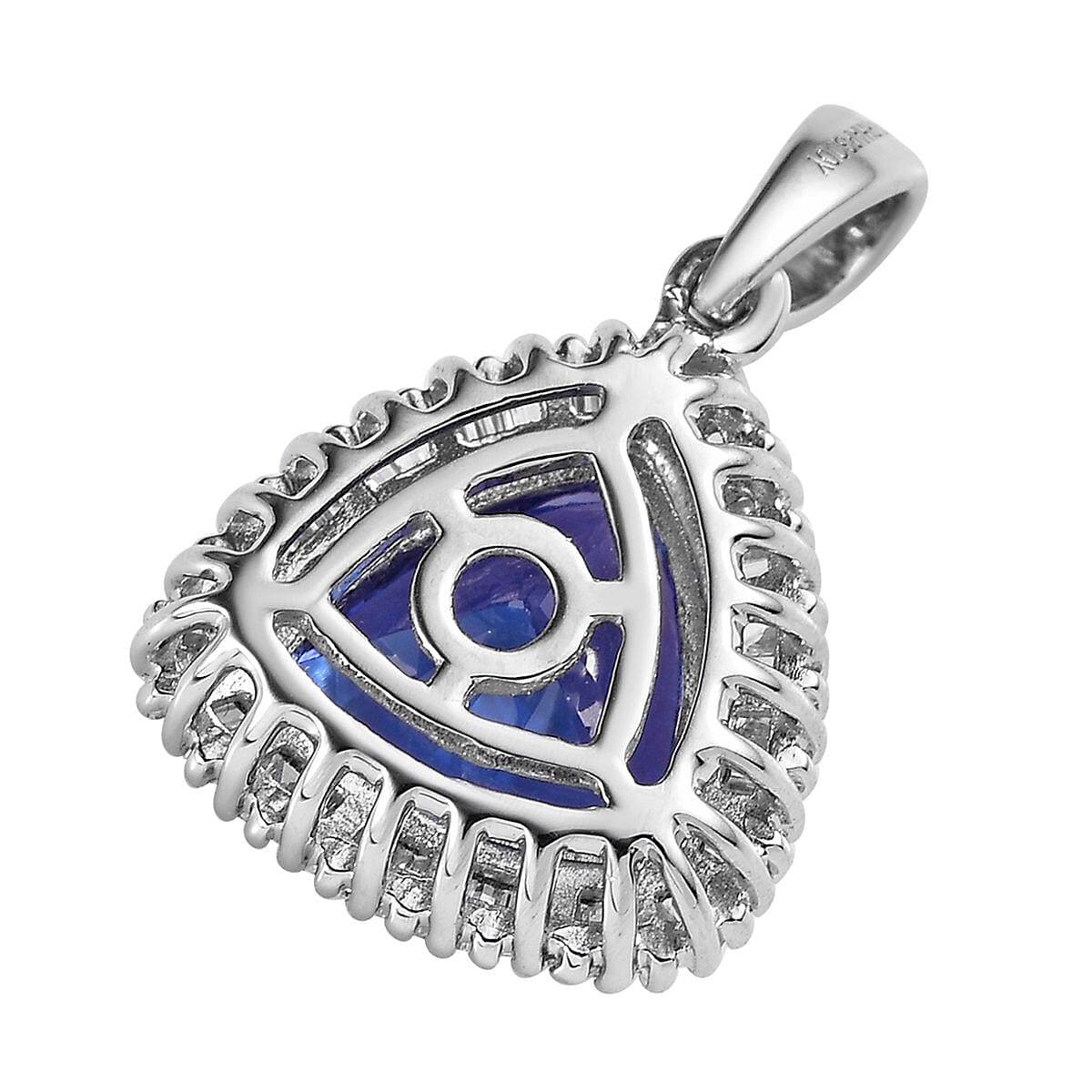 Rhapsody 950 Platinum AAAA Tanzanite and E-F VS2 Diamond Halo Pendant 3.40 ctw
