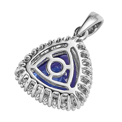 Rhapsody 950 Platinum AAAA Tanzanite and E-F VS2 Diamond Halo Pendant 3.40 ctw