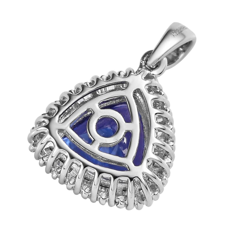 Rhapsody 950 Platinum AAAA Tanzanite and E-F VS2 Diamond Halo Pendant 3.40 ctw