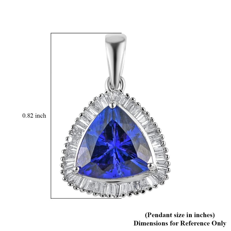 Rhapsody 950 Platinum AAAA Tanzanite and E-F VS2 Diamond Halo Pendant 3.40 ctw