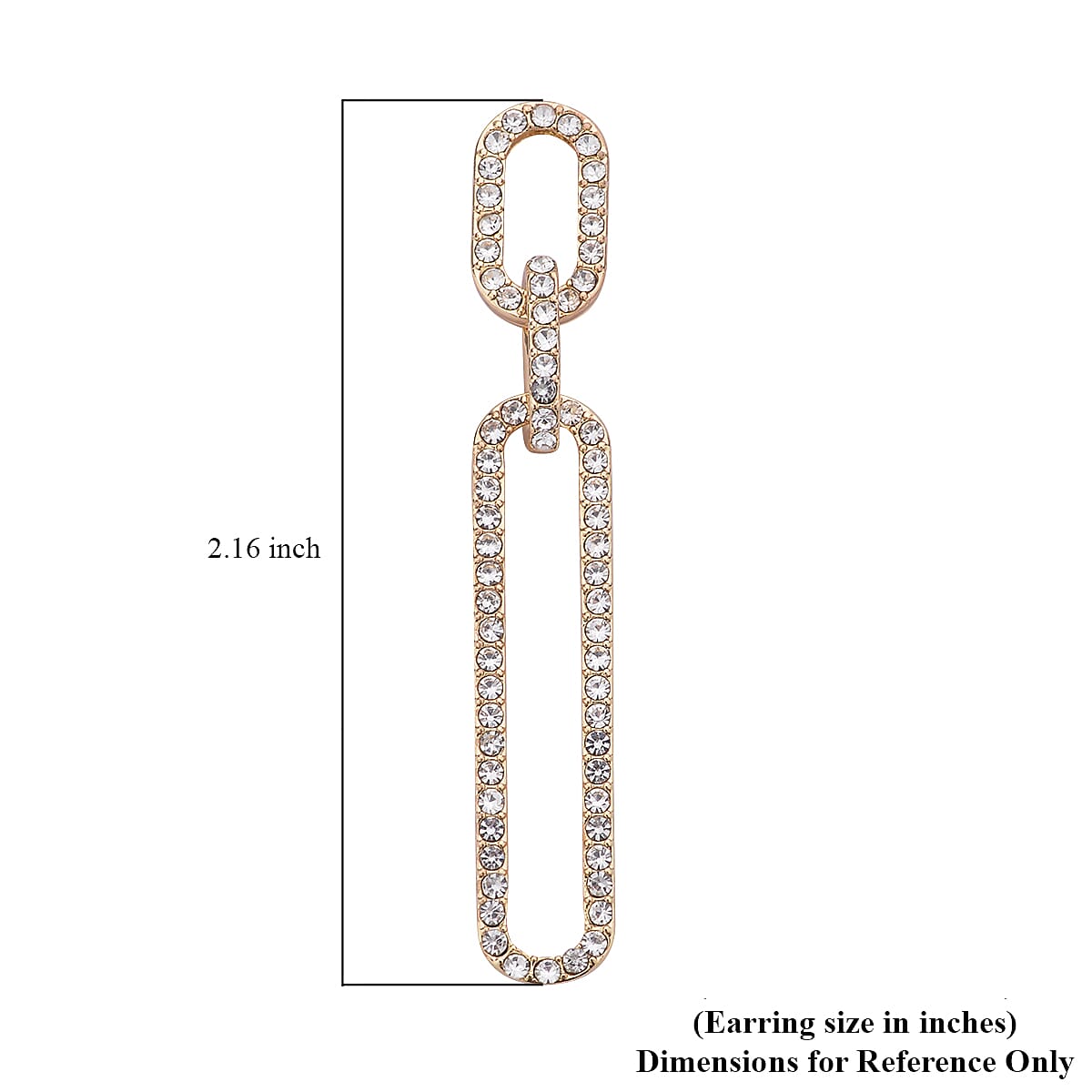 Austrian Crystal Paper Clip Dangle Earrings in Goldtone image number 4