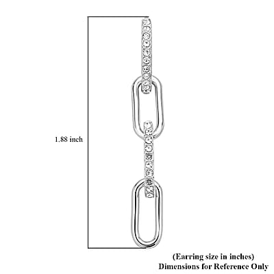 Austrian Crystal Paper Clip Dangle Earrings in Silvertone