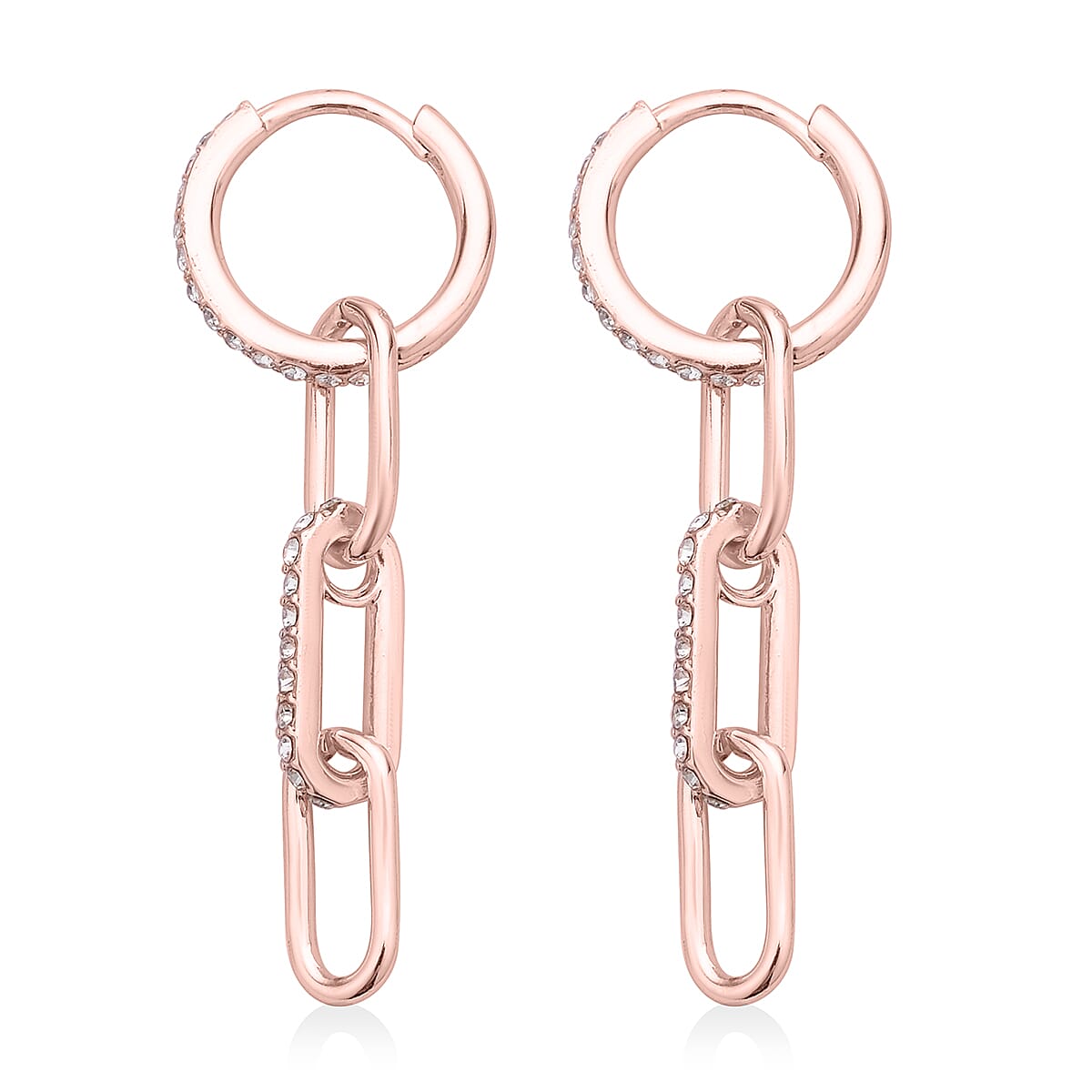 Austrian Crystal Paper Clip Dangle Earrings in Rosetone image number 3