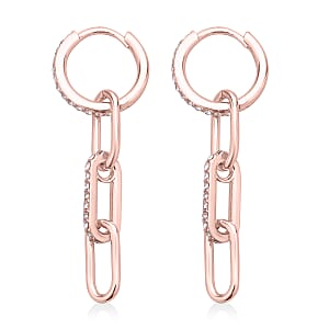 Austrian Crystal Paper Clip Dangle Earrings in Rosetone