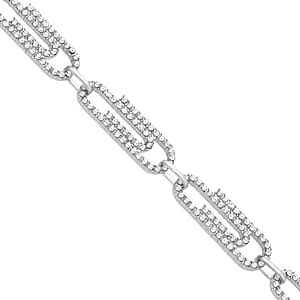 Austrian Crystal Beautiful Paper Clip Necklace 20-22 Inches in Silvertone