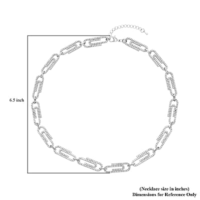 Austrian Crystal Beautiful Paper Clip Necklace 20-22 Inches in Silvertone