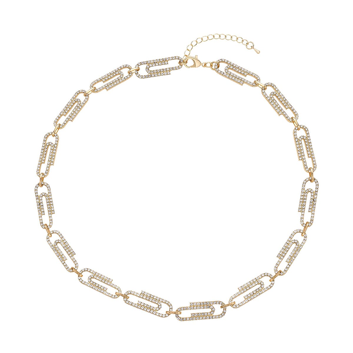 Austrian Crystal Paper Clip Necklace 20-22 Inches in Goldtone image number 0