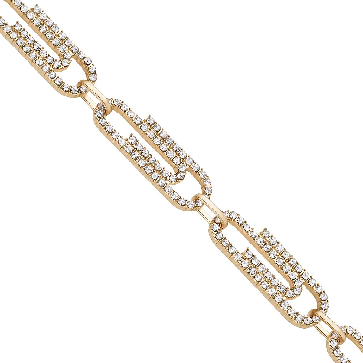 Austrian Crystal Paper Clip Necklace 20-22 Inches in Goldtone image number 3