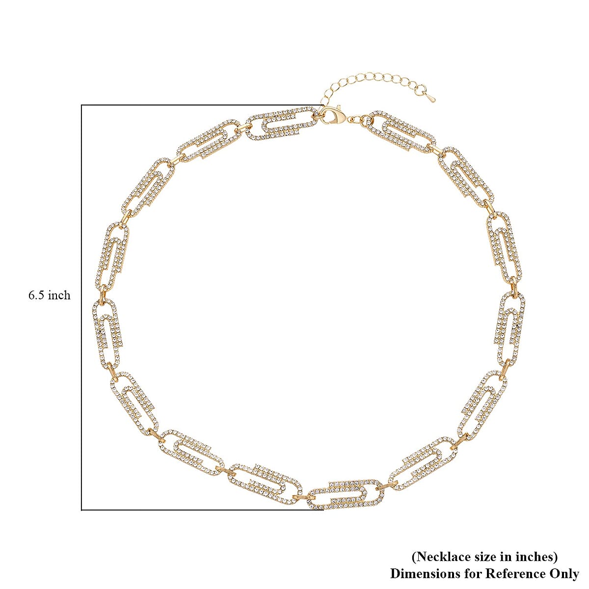 Austrian Crystal Paper Clip Necklace 20-22 Inches in Goldtone image number 4