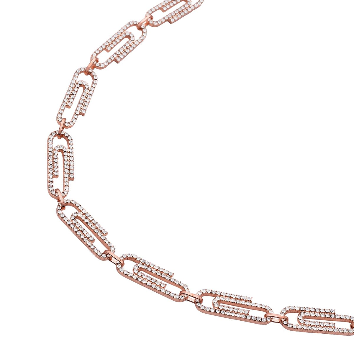 Austrian Crystal Paper Clip Necklace 20-22 Inches in Rosetone image number 2