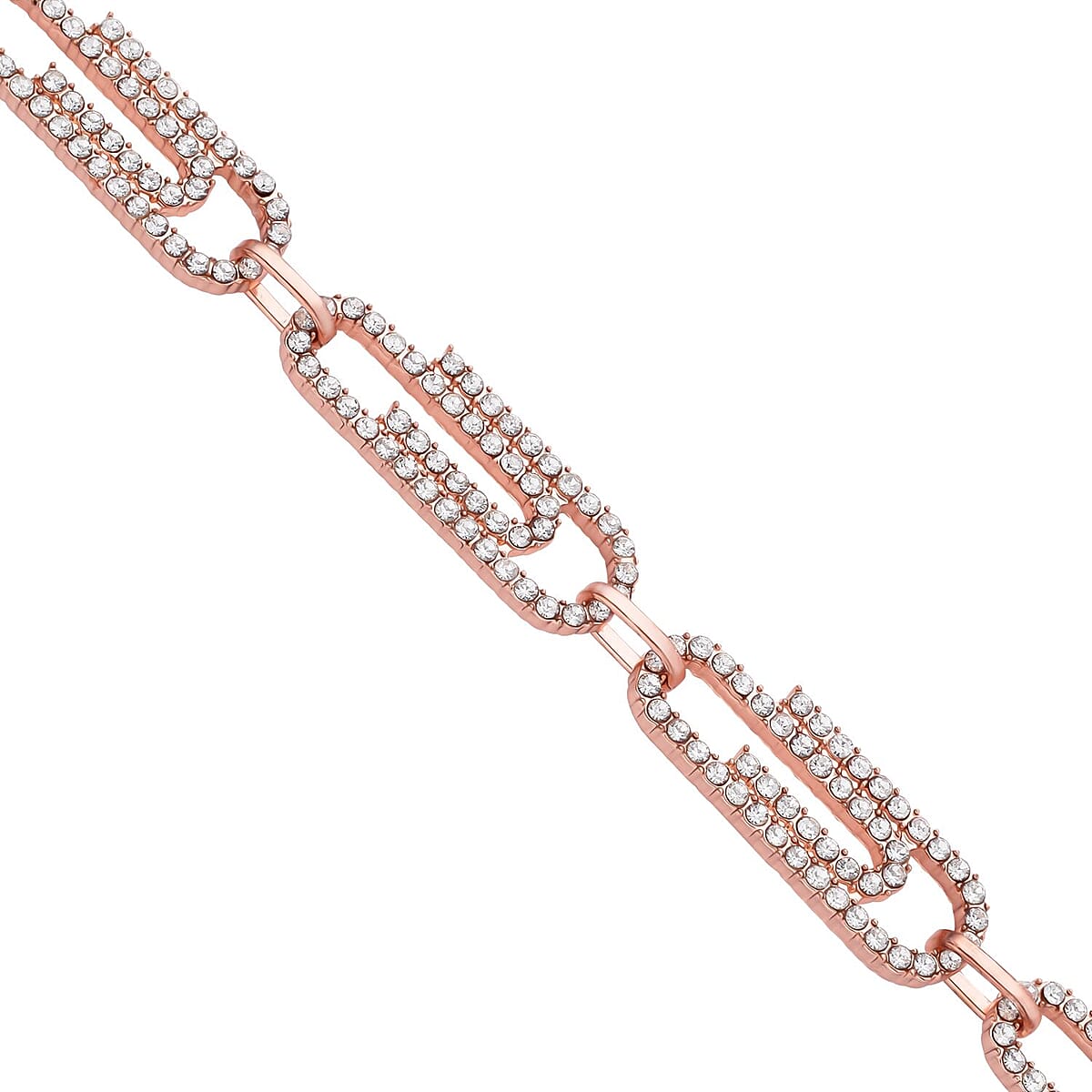 Austrian Crystal Paper Clip Necklace 20-22 Inches in Rosetone image number 3