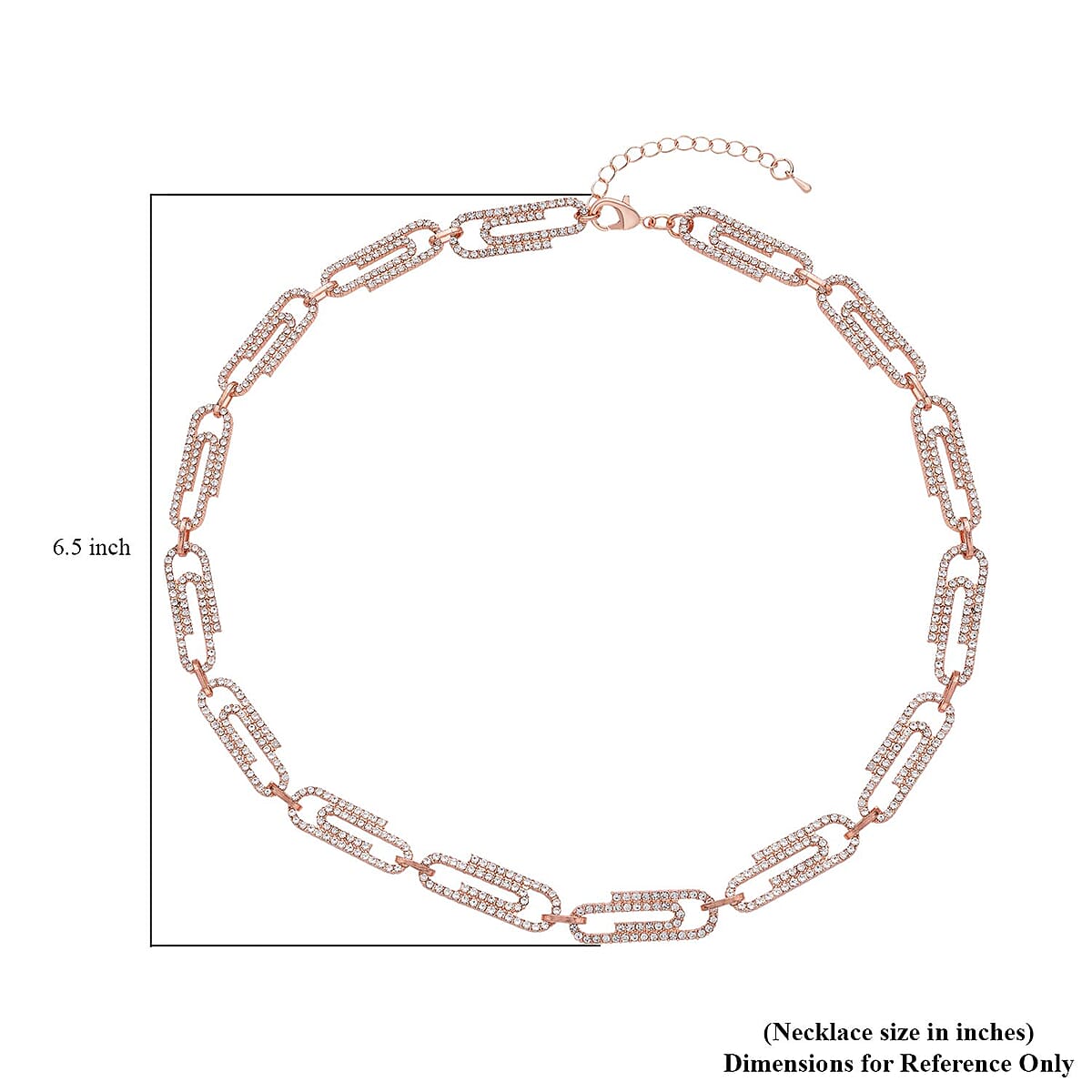 Austrian Crystal Paper Clip Necklace 20-22 Inches in Rosetone image number 4