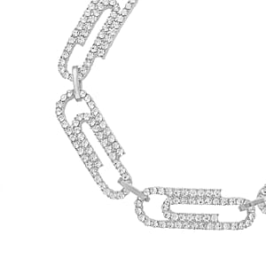 Austrian Crystal Beautiful Paper Clip Bracelet in Silvertone (7.0-9.0In)