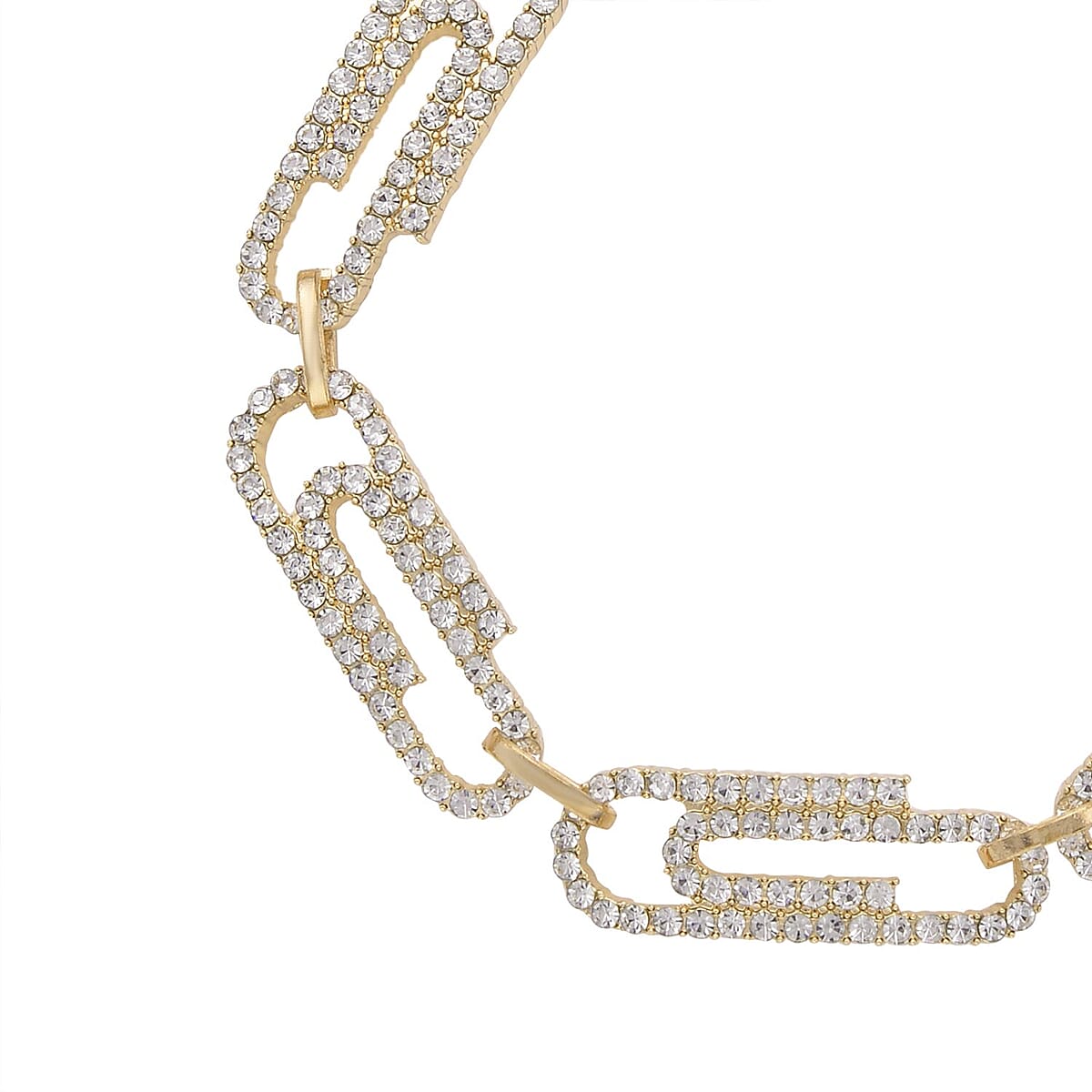 Austrian Crystal Beautiful Paper Clip Bracelet in Goldtone (7.0-9.0In) image number 2