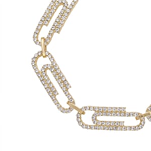 Austrian Crystal Beautiful Paper Clip Bracelet in Goldtone (7.0-9.0In)