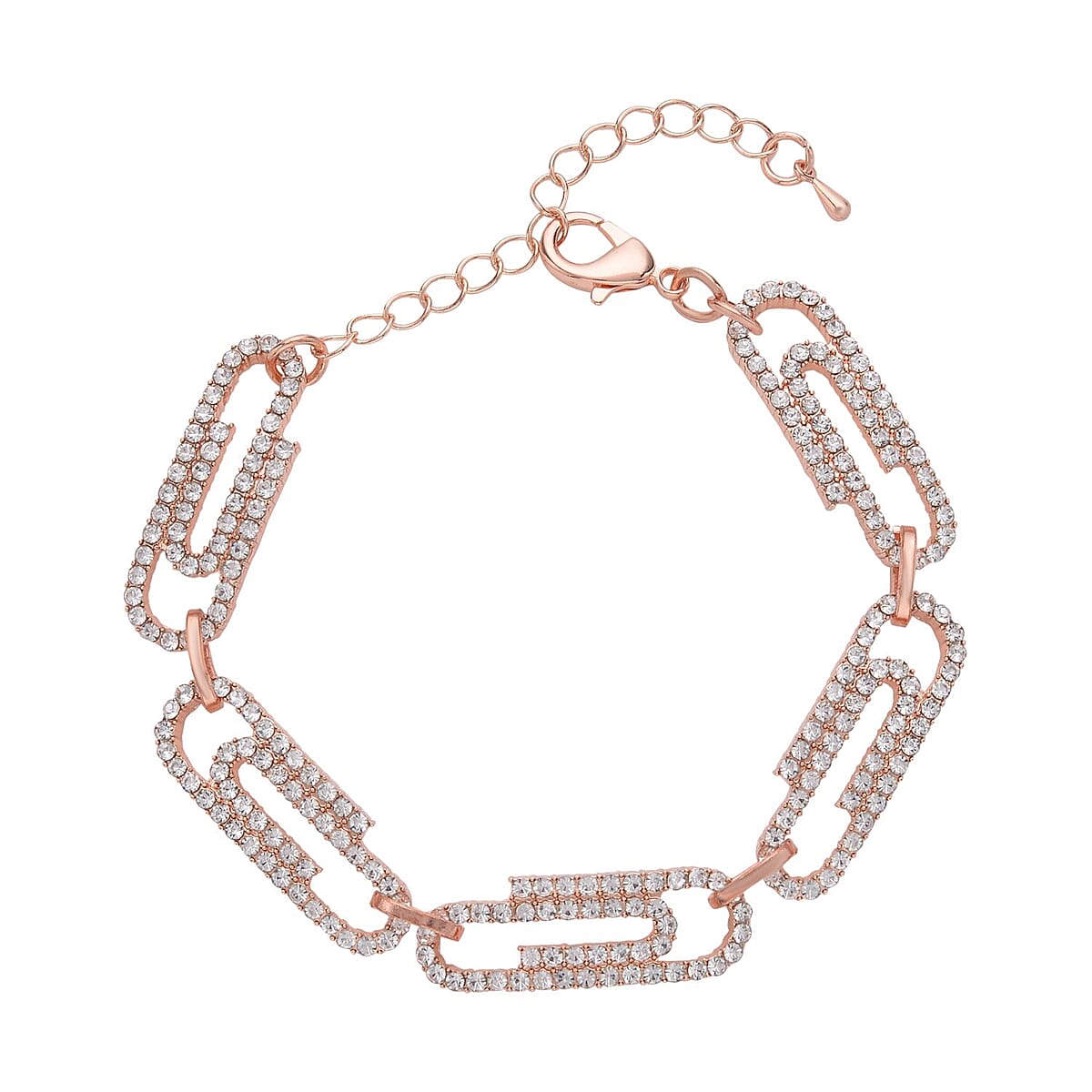 Austrian Crystal Paper Clip Bracelet in Rosetone (7.0-9.0In) image number 0