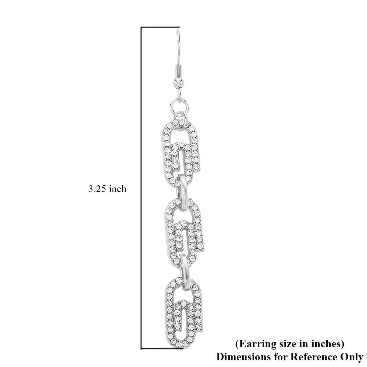 Austrian Crystal Paper Clip Dangle Earrings in Silvertone & Stainless Steel image number 4