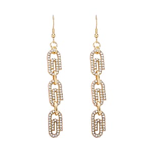Austrian Crystal Paper Clip Dangle Earrings in Goldtone & ION Plated YG Stainless Steel | Tarnish-Free, Waterproof, Sweat Proof Jewelry