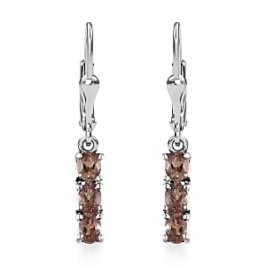 Merelani Color Change Garnet Lever Back Earrings in Platinum Over Sterling Silver 1.25 ctw