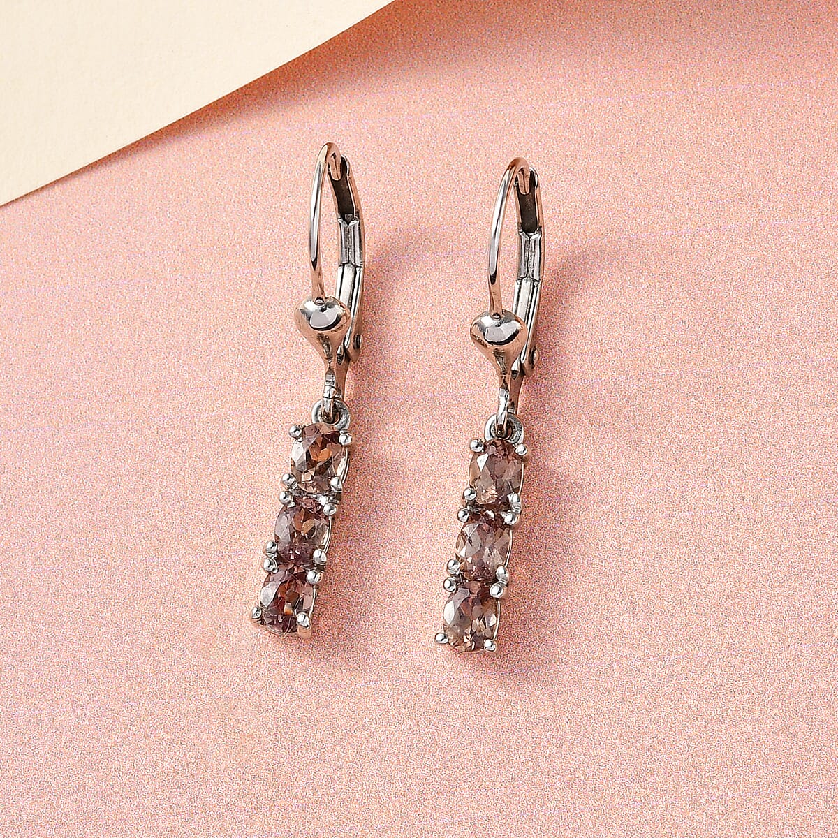 Merelani Color Change Garnet Lever Back Earrings in Platinum Over Sterling Silver 1.25 ctw image number 1