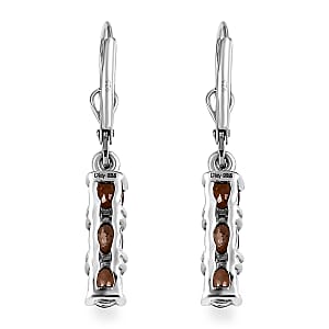 Merelani Color Change Garnet Lever Back Earrings in Platinum Over Sterling Silver 1.25 ctw