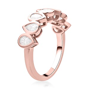 Moissanite Pear Shape Band Ring in Vermeil Rose Gold Over Sterling Silver (Size 6.0) 1.35 ctw