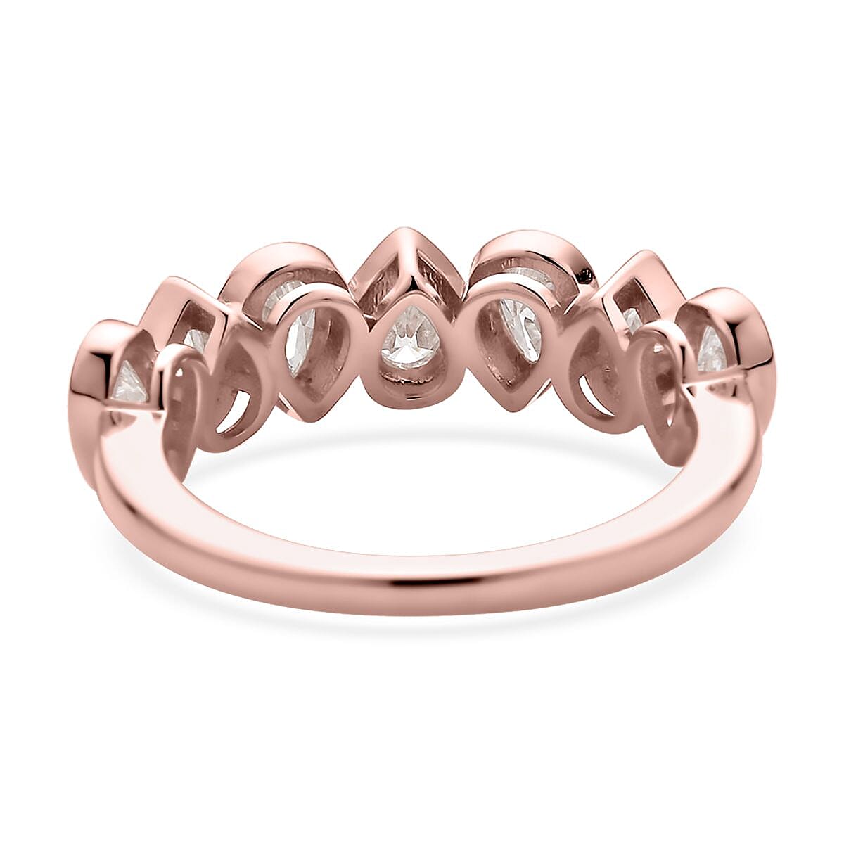 Moissanite Pear Shape Band Ring in Vermeil Rose Gold Over Sterling Silver (Size 6.0) 1.35 ctw image number 4