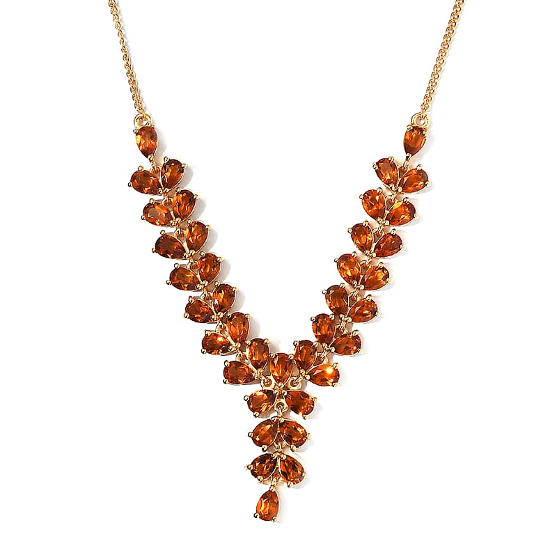 Santa Ana Madeira Citrine Cluster Necklace 18 Inches in Vermeil Yellow Gold Over Sterling Silver 13.40 ctw
