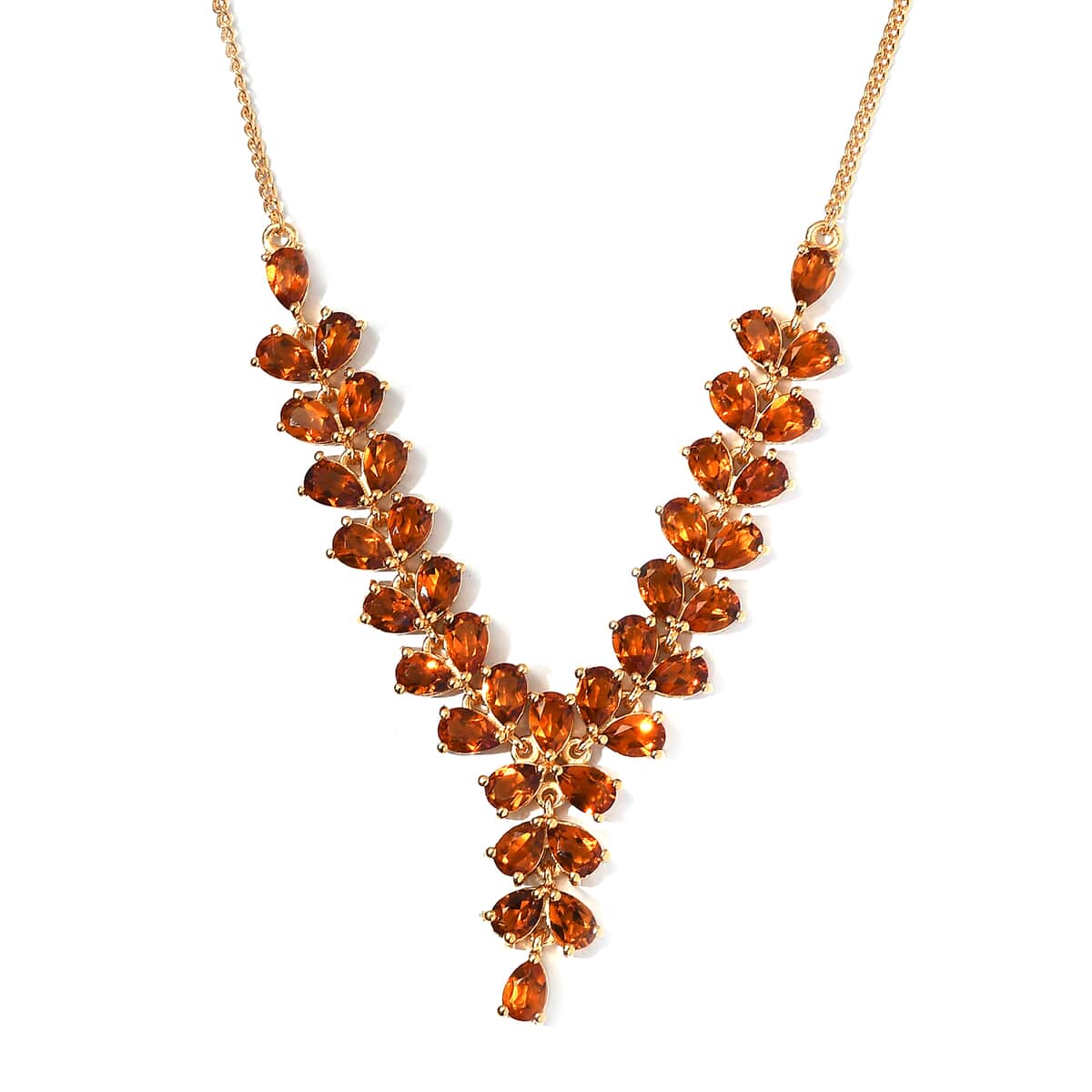 Santa Ana Madeira Citrine Cluster Necklace 18 Inches in Vermeil Yellow Gold Over Sterling Silver 13.40 ctw image number 0