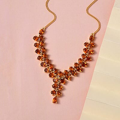 Santa Ana Madeira Citrine Cluster Necklace 18 Inches in Vermeil Yellow Gold Over Sterling Silver 13.40 ctw