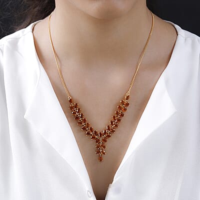 Santa Ana Madeira Citrine Cluster Necklace 18 Inches in Vermeil Yellow Gold Over Sterling Silver 13.40 ctw